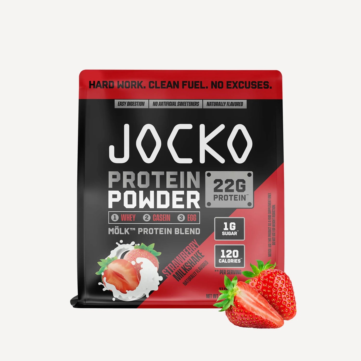 Jocko Molk Whey Protein Powder Supplement Strawberry Milkshake Flavor