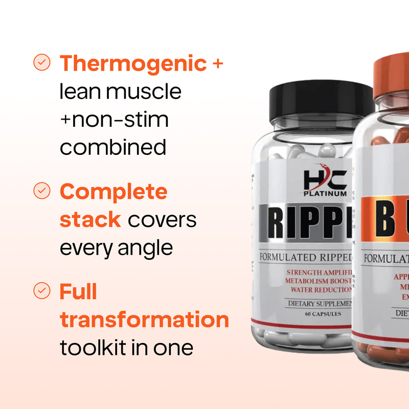HC Platinum Lean & Cut Stack – Burn, Lean & Ripped (3-Product Set)