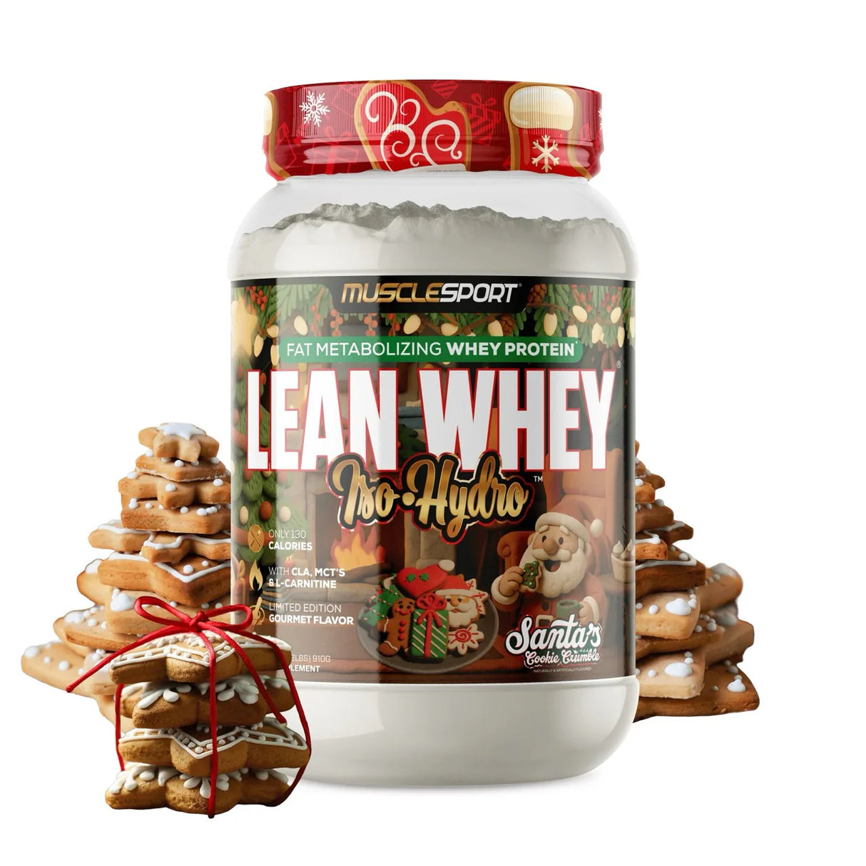 MuscleSport Lean Whey isolate protein powder Santa's Cookie Crumble flavor