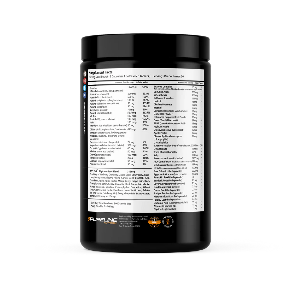 MV3 Daily Vitamin Packs by Pureline Nutrition