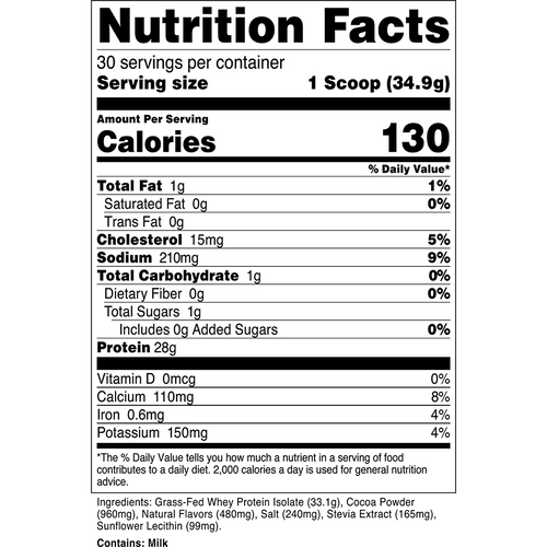 Transparent Labs Grass-Fed Whey Protein Isolate — 28g Protein, Clean Ingredients