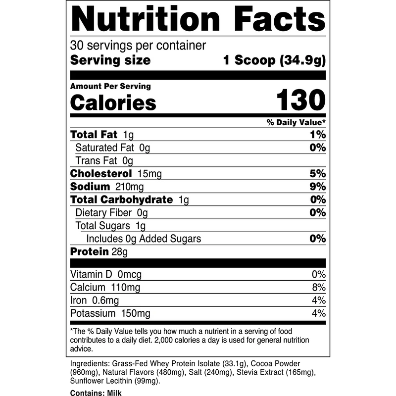 Transparent Labs Grass-Fed Whey Protein Isolate — 28g Protein, Clean Ingredients