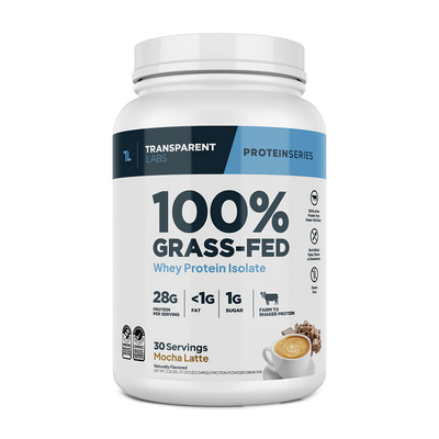 Transparent Labs Grass-Fed Whey Protein Isolate — 28g Protein, Clean Ingredients