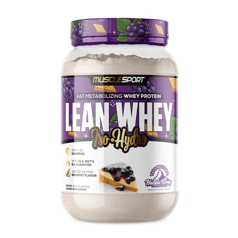 MuscleSport Lean Whey Protein Isolate powder Huckle Berry Cheesecake