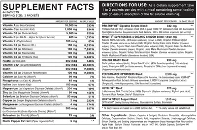 Supplement label with detailed nutritional information and usage directions.