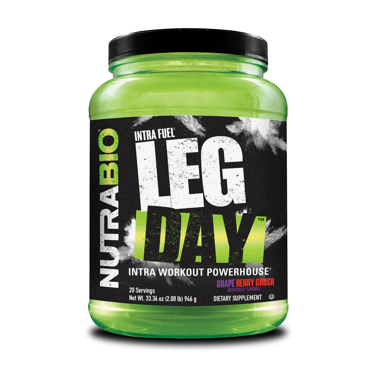 NutraBio Leg Day Intra Workout supplement in Grape Berry Crush flavor