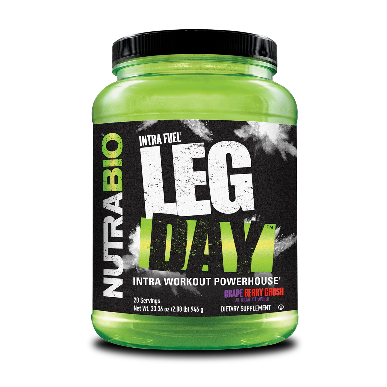 NutraBio Leg Day Intra Workout supplement in Grape Berry Crush flavor