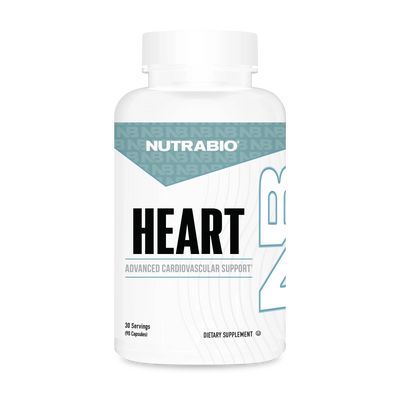 NUTRABIO Heart supplement bottle on a white background