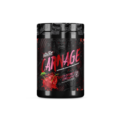 NutriFitt Carnage Advanced High-Stim Pre-workout Blood Cherry Lemonade Flavor