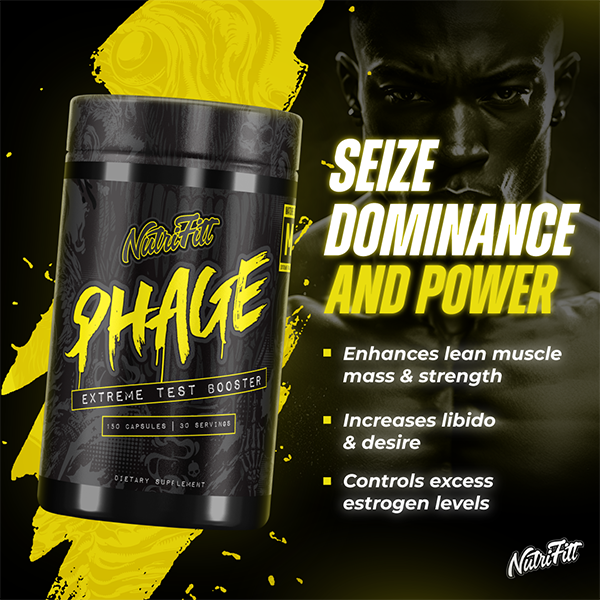 NutriFitt PHAGE Extreme Test Booster, Fadogia & Tongkat Ali, 30 Servings