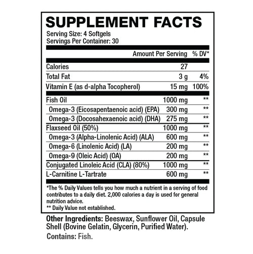 Sweat Ethic Omega Lean with CLA, Carnitine & Omega-3 Fish Oils – Supports Muscle Building, Toning, Heart & Joint Health