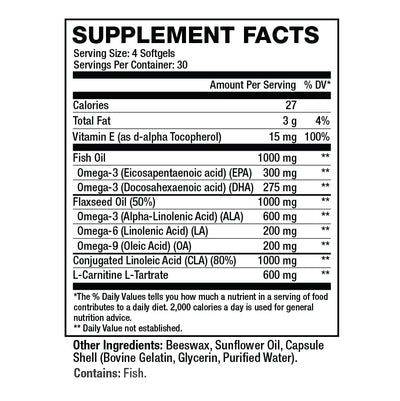 Sweat Ethic Omega Lean with CLA, Carnitine & Omega-3 Fish Oils – Supports Muscle Building, Toning, Heart & Joint Health