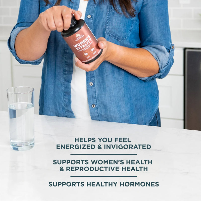 Ancient Nutrition Women's Vitality | Grass-Fed Liver, Adrenal & Thyroid Support