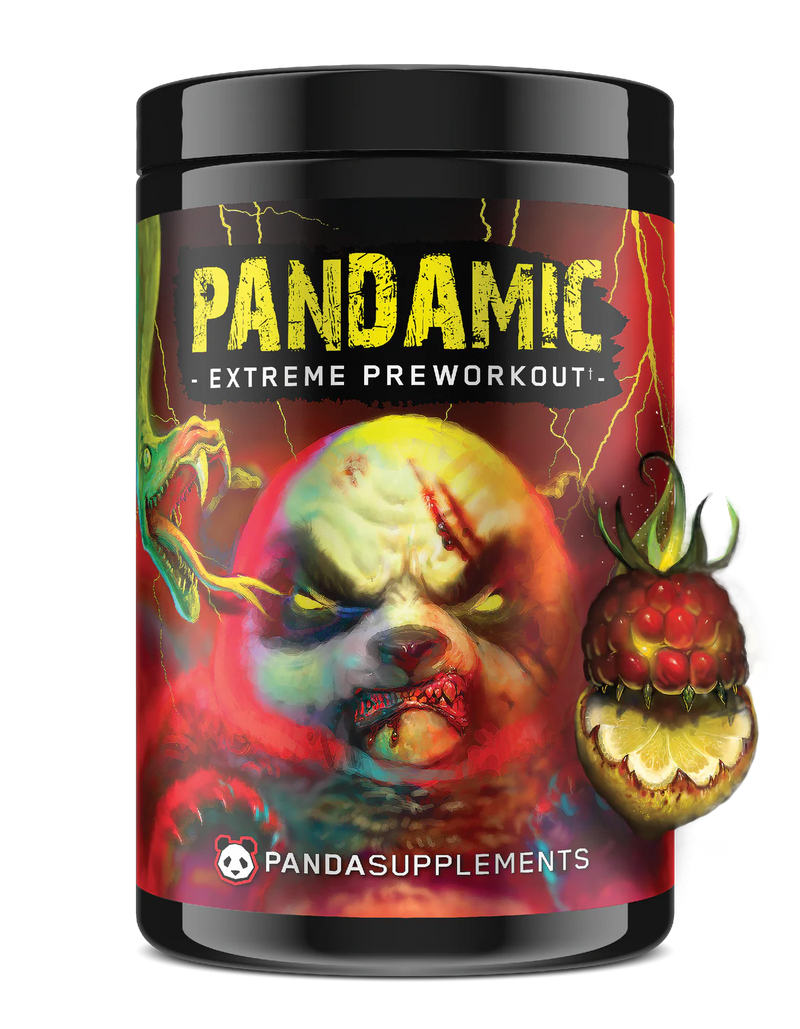 Pandamic Extreme Preworkout supplement in Raspberry Lemonade Flavor 