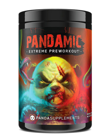 Container of Pandamic Extreme Preworkout by Panda Supps in orange peach flavor