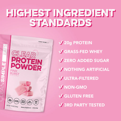 Information about Clean Simple Eats Clear Protein Powder Pink Burst 