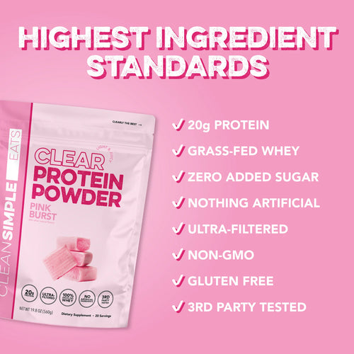 Information about Clean Simple Eats Clear Protein Powder Pink Burst 