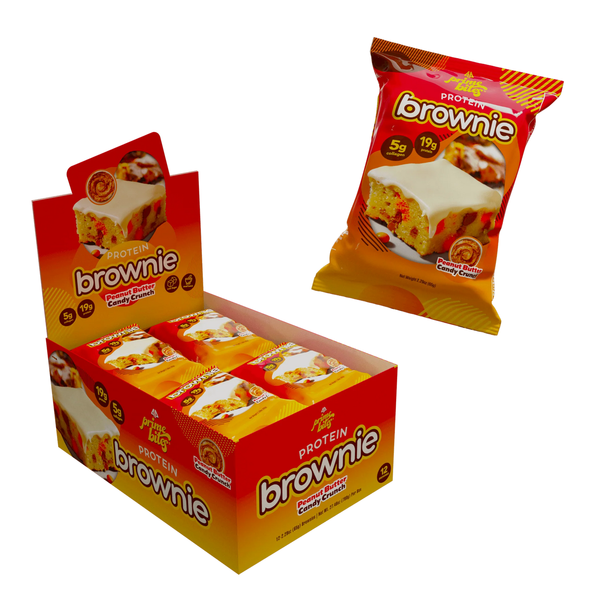 Prime Bites Protein Brownie by Alpha Prime — 19g Protein, 5g Collagen, Low Sugar (12-Pack)