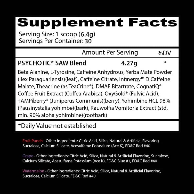 Insane Labz | Psychotic SAW High Stim Preworkout