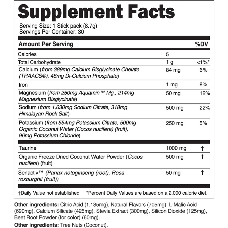 Transparent Labs Hydrate – Sugar-Free Electrolyte Powder with Coconut Water, Taurine & SenActiv for Optimal Hydration & Recovery