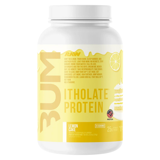 Raw BUM Itholate Protein Lemon Cake flavored whey protein isolate powder