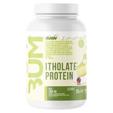 Raw Bum Itholate Grass-fed Whey Protein Isolate container with key lime pie flavor on a white background