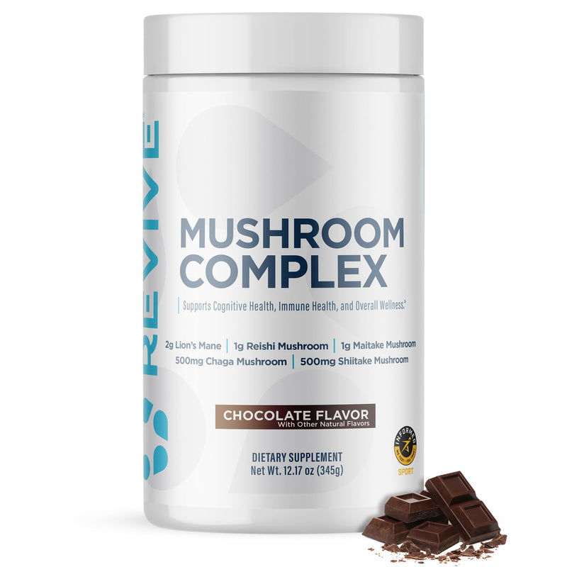 Mushroom Complex for gut health, brain health, energy, and immune support wtih Lion's Mane, Reishi, Chaga, and Shitake