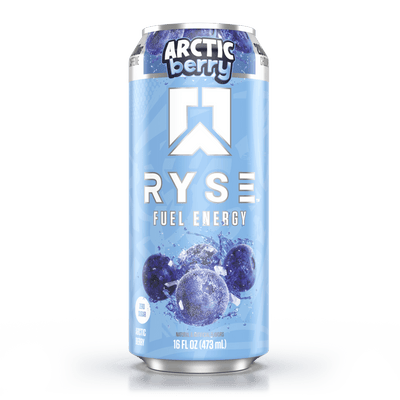 RYSE Fuel Energy Arctic Berry can on a black background
