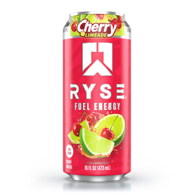Ryse Cherry Limeade energy drink can on a white background