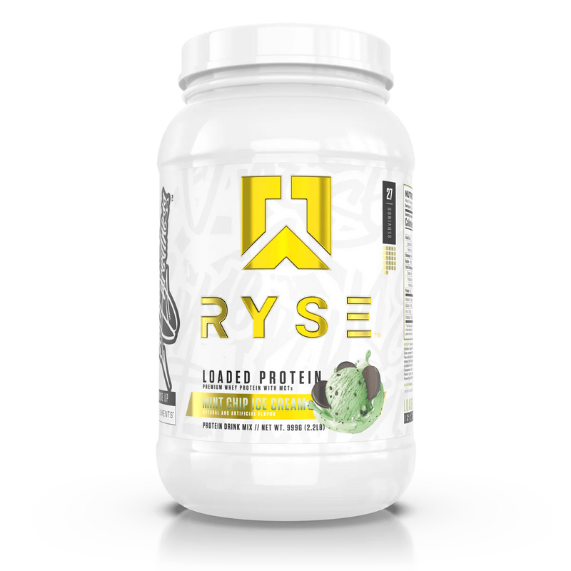 Ryse Loaded Protein Mint Chip Ice Cream container on a white background