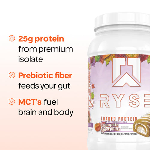 RYSE Loaded Protein — 25g Whey (Isolate Primary) + MCT & Prebiotic Fiber