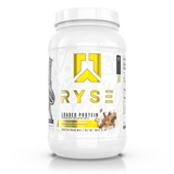 A container of RYSE Loaded Whey Protein Powder in Cinnamon Toast Flavor 