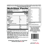 Ingredients and Macros Nutrition Panel for Jocko Fuel Molk Whey Protein Powder Supplement in Strawberry Milkshake Flavor