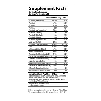 Men's Ultra-Vitamin Multivitamin - A Comprehensive Blend of Essential Nutrients with Elderberry, Vitamin C, Zinc, and Vitamin D in 90 Vegetarian Capsules for a Convenient 30-Day Supply