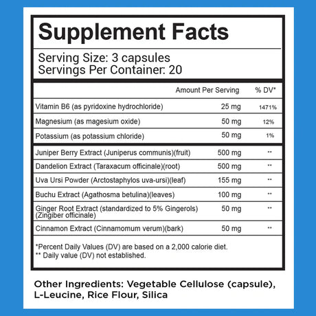 selfevolve water loss supplement nutrition label
