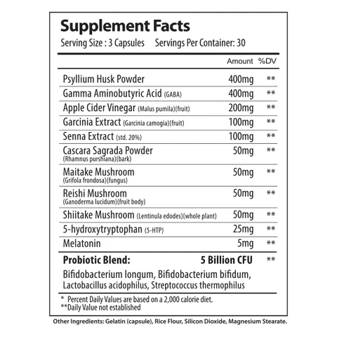 Alpha Supps Sleep Lean Supplement Facts Panel