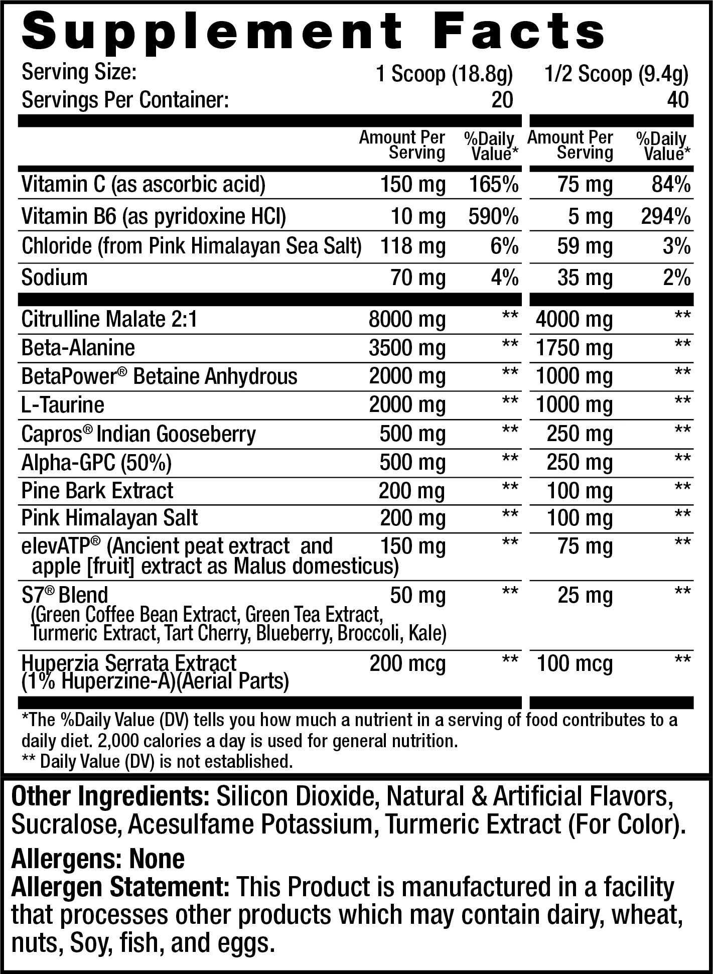 Non-stimulant pump pre-workout with nitric-oxide support ingredients