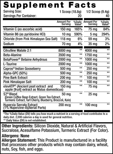 Non-stimulant pump pre-workout with nitric-oxide support ingredients