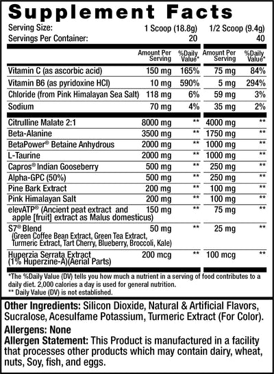 Non-stimulant pump pre-workout with nitric-oxide support ingredients