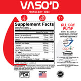 Sweat Ethic Vaso'D Stimulant Free Nitric Oxide Pump Tablets nutrition facts panel