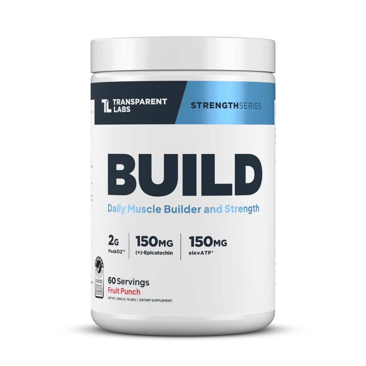 Transparent Labs BUILD daily muscle builder – Fruit Punch, 60 servings, PeakO2 2g, Epicatechin 150mg, elevATP 150mg