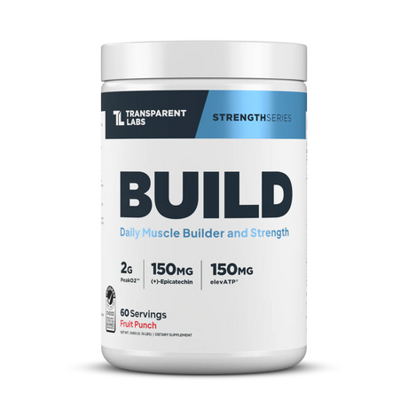 Transparent Labs BUILD daily muscle builder – Fruit Punch, 60 servings, PeakO2 2g, Epicatechin 150mg, elevATP 150mg