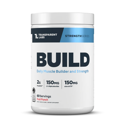 Transparent Labs BUILD daily muscle builder – Fruit Punch, 60 servings, PeakO2 2g, Epicatechin 150mg, elevATP 150mg