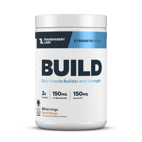 Transparent Labs BUILD daily muscle builder – Peach Mango, 60 servings, PeakO2 2g, Epicatechin 150mg, elevATP 150mg