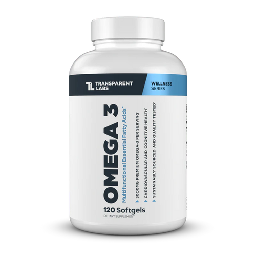 Transparent Labs Omega-3 Fish Oil – 3000mg Premium Omega-3 per serving with DHA and EPA for heart, brain, and joint health – 120 softgels