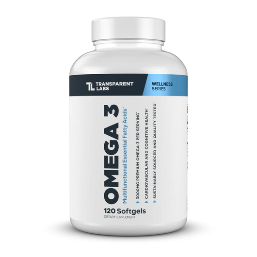 Transparent Labs Omega-3 Fish Oil – 3000mg Premium Omega-3 per serving with DHA and EPA for heart, brain, and joint health – 120 softgels