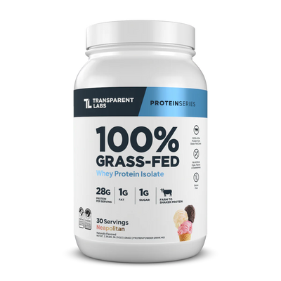 Transparent Labs Grass-Fed Whey Protein Isolate — 28g Protein, Clean Ingredients