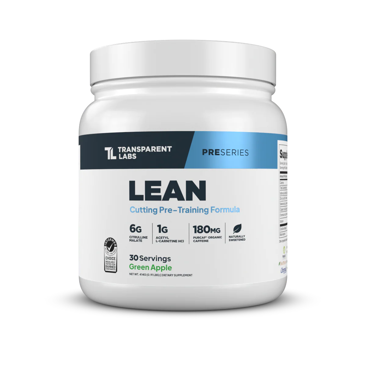 Transparent Labs Lean Pre-Workout – Clean Clinically Dosed Cutting Support with Natural Caffeine