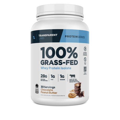 Transparent labs all natural grass fed whey protein isolate chocolate peanut butter 30 servings