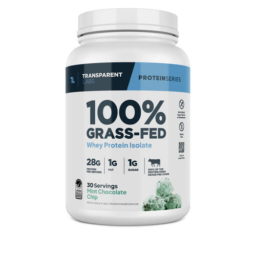 Transparent labs all natural grass fed whey protein isolate mint chocolate chip 30 servings